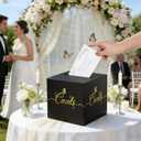 3 x Large Wedding Card Box for Graduation Baby Shower Birthday Wedding Reception Retirements Party Decoration Black Gift Cardboard Box for Diaper Raffles Gift Money Collection & Envelope Cards, 9.45 inch