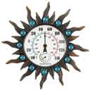 Outdoor Thermometer with Hygrometer, Retro Sun Wall-Mounted Outdoor Thermometers Waterproof Decorative for Patio, Garden, Yard, Room, Large Number Easy to Read No Batteries Required