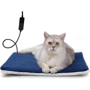 Rest-Eazzzy Pet Heating Pad Indoor, Dog Heating Pad Mat with Removable Cover, 5 Level Timer 5 Level Temperature, Electric Pet Warming Mat for Cat Dog Automatic Power-Off (Heat pad, Pure-Blue) (Small-1 Pack)