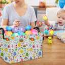 DDBASKET Easter Basket for Kids Gift Bunny Baskets Empty Baby Basket for Boys and Girls Rectangular Toy Storage Bins Organizer Bin Box Cute Egg Room Decor for Home(Bule Easter)