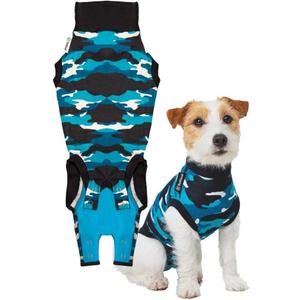 Suitical Recovery Suit for Dogs - Spay & Neutering Dog Surgery Recovery Suit for Male or Female - Soft Fabric for Skin Issues - Small - Neck to Tail 16.9-20.1 Inch, Chest 23-34 Inch - Blue Camouflage