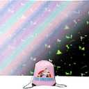 100 UNICORNS Glow in The Dark Unicorn Blanket | Ultra Soft | A Plush, Cozy & Fluffy Throw | Fun Gift for The Birthday Girl | Great Addition to Your Kids or Baby Bedroom Decor and Toys | Rainbow