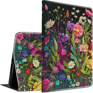 Case for Kindle Paperwhite 12th Generation & Kindle Colorsoft Signature Edition 2024 7 inch Lightweight Smart Case PU Leather Adjustable Stand Protective Cover with Auto Wake/Sleep - Floral Flower
