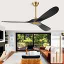 IQCSXLQ 52 Inch Black Outdoor Smart Ceiling Fan No Light with App/Remote Control,DC High CFM Modern Gold Ceiling Fan without Light for Farmhouse Bedroom Kitchen Patio