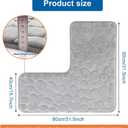 L-Shaped Bath Rug and Shower Mat, Corner Bath Rug for Bathtub, Non-Slip Absorbent Carpet for Bathroom Floor, Machine Washable Grey Shaggy Toilet Mat for Corner Showers (Pebble Grey)