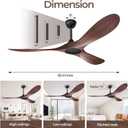 Obabala 60 Inch Ceiling Fan Without Lights, Walnut Finish | Outdoor Ceiling Fan with Remote, 6-Speed Adjustable Reversible DC Motor for Patio & Living Room