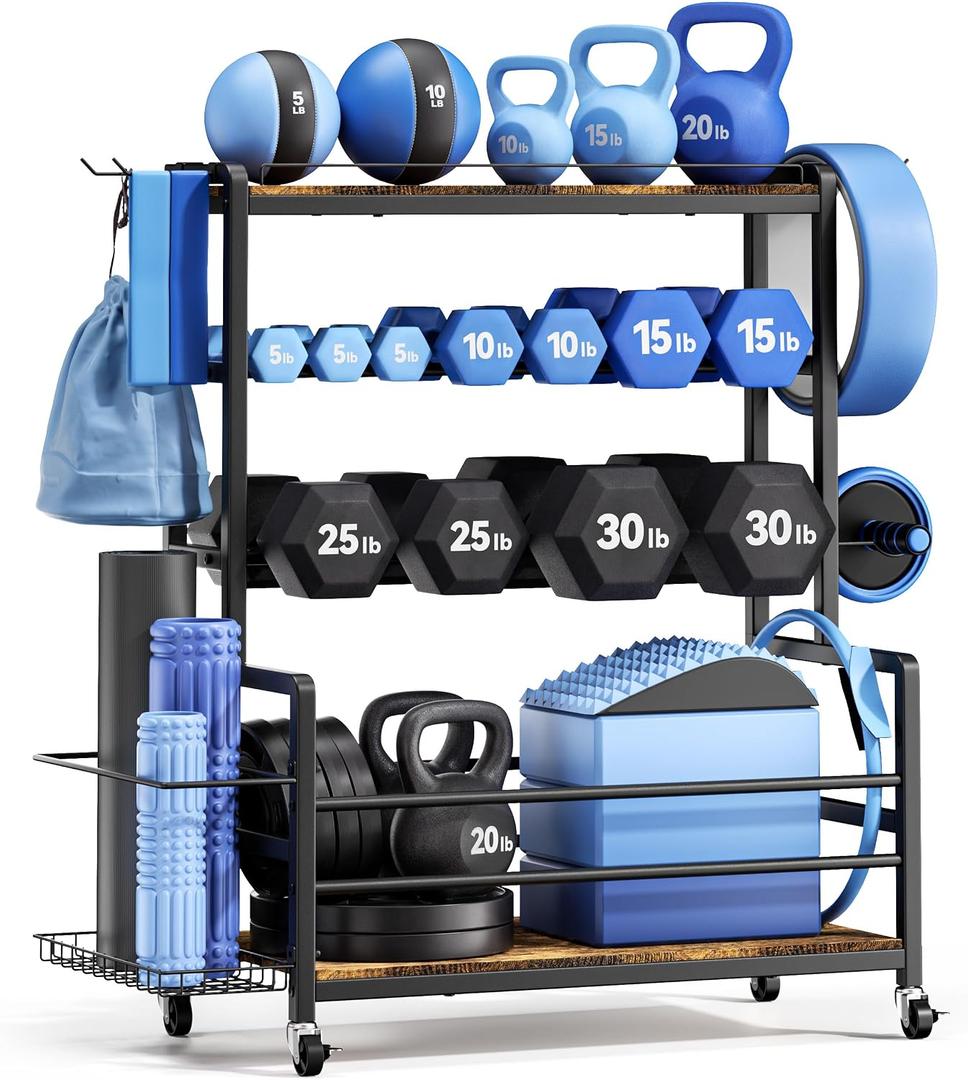Home Gym Storage Rack for Dumbbells, Yoga Mats＆Workout Equipment