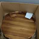 Extra Large Round Ottoman Coffee Table Tray, 22" Big Kitchen Serving Trays for Huge Ottoman Counter Giant Decorative Organizer, Huge Wood Serveware Tray with Built-in Handle for Big Job