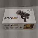 RDE PodMic Cardioid Dynamic Broadcast Microphone with Integrated Swing Mount for Podcasting, Streaming, Gaming, and Voice Recording, Black
