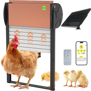 Automatic Chicken Coop Door, Solar Powered Chicken Door with Timer & Light Sensor, Chicken Door Opener, Support APP Controlled, Built-in 4000mAh Battery, USB Rechargeable, Anti-Pinch & Weather Proof