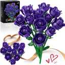 12 Purple Rose Bouquet Building Set for Adults Women Wife, Artificial Flowers - Building Blocks, Botanical Collection Gift for Valentine's Day & Mother's Day Home Decoration