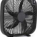 Amazon Basics 3-Speed Box Fan for Bedroom, Portable with Carry Handle, Powerful Airflow, 5 Blades, Lightweight Design, 67 Watts, 20-Inch, Black, 6.8"D x 20.86"W x 21.33"H