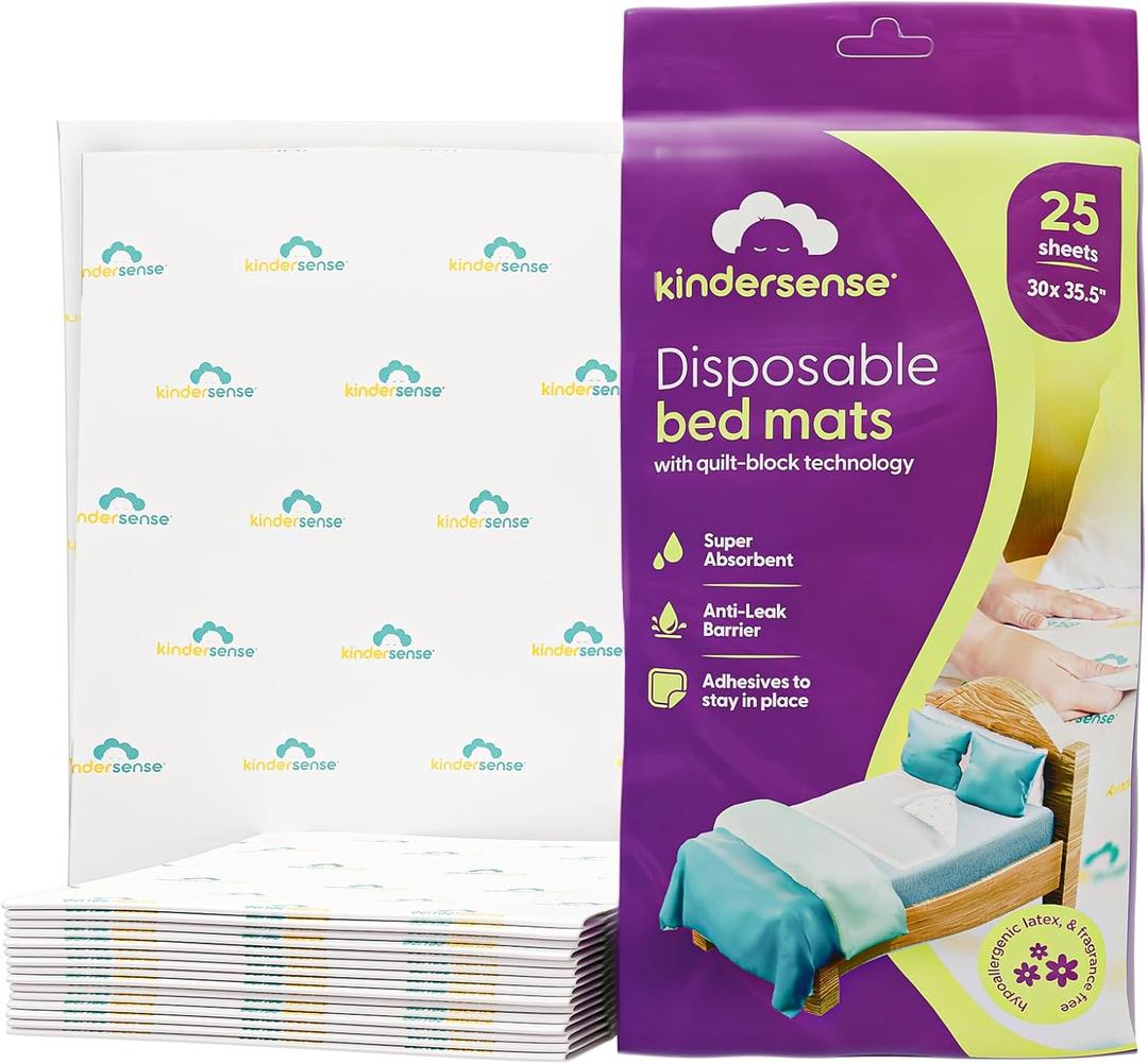 KinderSense Ultra Absorbent Disposable Bed Pads for Potty Training 36" x 30" (25 Count) - Bedwetting Mat & Mattress Protector - Incontinence Pads with Adhesive Leakproof | Alt. to Training Pants