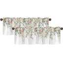 Natural Valances for Windows 2 Pack, Floral Kitchen Curtains for Window Over Sink Thermal Insulated Rod Pocket Short Curtains for Small Window Basement Bathroom and RV Privacy Protection,54" W x 18" L