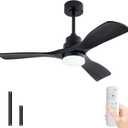 42 Inch Ceiling Fans with Lights and Remote, 3 ABS Blades Quiet Reversible DC Motor, Modern Black Ceiling Fan with Light for Bedroom Living Room Indoor Outdoor Patios Farmhouse
