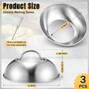 3 Pcs 9 Inch Cheese Melting Dome Round Basting Cover Stainless Steel Griddle Dome for Flat Top Griddle Grill, Kitchen Accessories Indoor or Outdoor