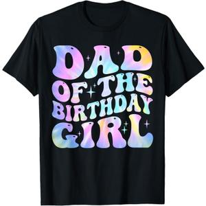 Dad of The Birthday Girl Tie Dye Colorful 1st Bday T-Shirt size XL