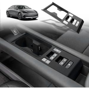 BestEvMod for Ioniq6 Center Console Cup Holder Trim CoverCompatible with Hyundai Ioniq 6 SE SEL Limited 2025 2024 2023 Exterior Accessories Panel Decorative Cover Sticker ABS (Matte Carbon Fiber)
