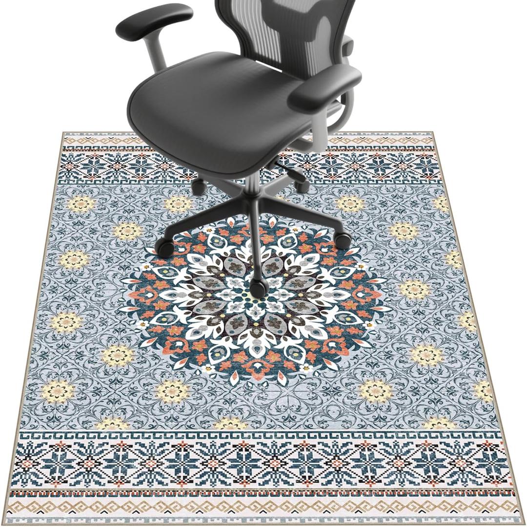 Chair Mat for Hardwood Floor,48"*36" Rolling Computer Chair Mat for Hard Wood and Tile Floor,Anti-Slip Floor Protector for Home Office American Style