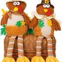 OurHonor 2 Pack Turkey Stuffed Animal, Thanksgiving Table Decor Turkeys Plush Fall Couple Doll Indoor Gift for Thanksgiving Day Party Boys and Girls
