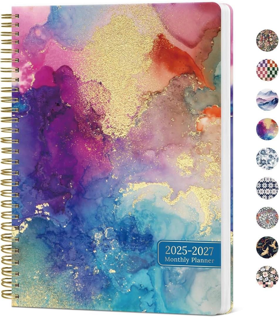 2 x Monthly Planner 2025-2027, 2 Year Months Planner Calendar 2025-2027, July 2025 - June 2027, 7" x 10", 25-27 Monthly Calendar Planner, Perfect for School Office Home Planning - Color Splash