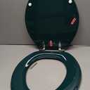 Dark Green Round Toilet Seat Natural Wood Toilet Seat with Zinc Alloy Hinges, Easy to Install also Easy to Clean, Scratch Resistant Toilet Seat by Angol Shiold (Round, Dark Green)