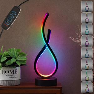 VIHOSE Modern Spiral RGB Table Lamp Spiral Unique Desk Lamp LED Bedside Nightstand Remote Control Dimmable 8 Colors 36 Light Mode Cool Stepless Desk Lamps USB Living Room Bedroom Ideal Gift, Black
