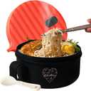 AI LOVE PEACE Microwaveable Ramen Noodle Bowl Cooker 40oz for Ramen, Rice, Pho, Soup, and Pasta, Dishwasher Safe and Portable, Ideal for Home, Office, Dorm, or Gift (Red)