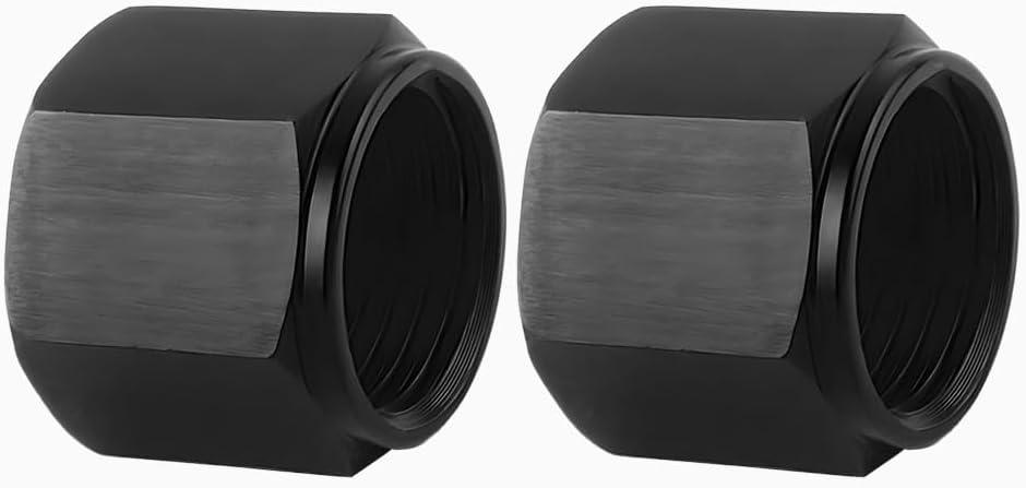 HZEL 10AN Car Flare Cap Block off Fitting Plug, 2PCS Aluminum Alloy Swivel Female Flare Cover for Blocking off Fuel Line E85, Hex Head Nut Port Adapter, Universal Automotive Accessories (Black) (0.98 x 0.83 inches)