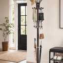 SONGMICS Freestanding Coat Rack, Marble Base, 18 Hooks, Umbrella Holder