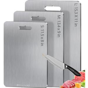 Titanium Cutting Boards for Kitchen [Set of 3], Double Sided Pure Titanium Cutting Board | Easy to Clean | Dishwasher Safe | Food-Grade Raw & Cooked Foods or Outdoor Camping Chopping Board
