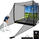 10x8FT Golf Practice Net with 2 Net Side Barriers Outdoor Indoor Golfs Hitting Net with HD Impact Screen Kit for Backyard Home Easy Set up Golf Training for Garage