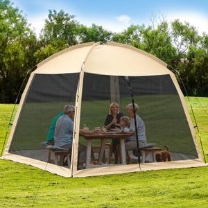 12'x12' Camping Screen Tent - Portable Screen Canopy 8-10 Person&Instant UV Resistant Sun Shelter,Easy to Set Up&Mosquito Net Tent&Waterproof,Suitable for Family Camping Trip,Backyard,Picnic