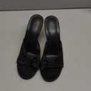 Mostrin Kitten Heels for Women Round Toe Heels With Bow Vintage Mules Sexy Slip on Stiletto Backless Sandals for Party Daily (38.5, Black)