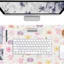 AUPET Leather Desk Pad Blotter Mat, Large Mouse Pad, Non-Slip Waterproof Desk Writing Pad Protector, Desk Decor for OfficeHomeGaming (Blossom, 35.4X15.7 inch)