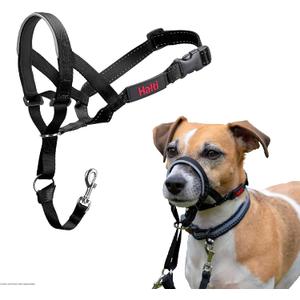 HALTI Headcollar - To Stop Your Dog Pulling on the Leash. Adjustable, Reflective and Lightweight, with Padded Nose Band. Dog Training Anti-Pull Collar for Small Dogs (Size 0, Black)
