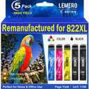 LEMERO Remanufactured for Epson 822XL Ink Cartridges Replacement for Epson 822 Ink Cartridges Works with Workforce Pro WF-3820 WF-3823 WF-4820 WF-4830 WF-4833 WF-4834 Printer 5 Pack High Yield