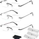 HIYANJN Frameless Reading Glasses Blue Light Blocking Rimless Computer Reader For men Lightweight Eyeglasses (3-Pack, +2.25)