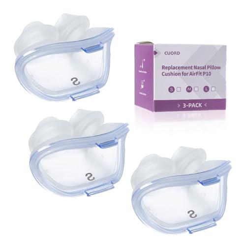 2 Packs Replacement Nasal Pillow Cushion for ResMed AirFit P10, Compatible with Original Airfit P10 Frame, Replacement Silicone CPAP Supplies, Reliable Seal & Lighter Weight, Small