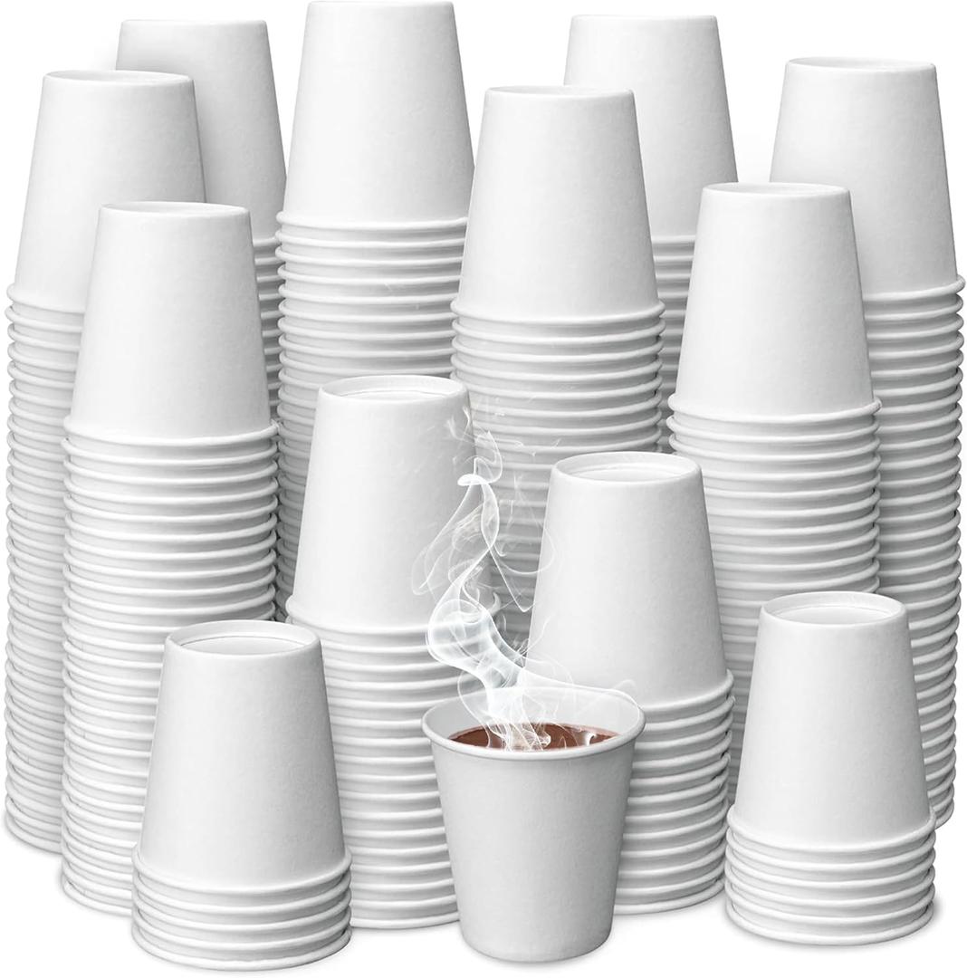 Prestee 500 Pack 3 oz Paper Coffee Cups - Hot Drinking Cups for Coffee, Tea, Snacks or Mouthwash