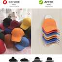 Hat Organizer for Baseball Caps, 1 Pack Hold and Display for 8 Hats, Hanger With Strong Adhesive/Wall Drilled for Wall, Door, Bedroom, Closet - Clear