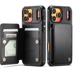 Vinich for iPhone 17 Pro Max Wallet Case with Card Holder, RFID Blocking Credit Slots Kickstand Shockproof Phone Cover Fit for iPhone 17 Pro Max 6.9" Black