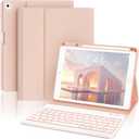 7-Color Backlit Keyboard Case for iPad 9.7 Inch 6th 5th Gen Air 2/Air 1, Detachable Wireless Bluetooth Keyboard with Pencil Holder, Auto Sleep Wake Stand Folio Protective Cover (Pink)