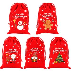 Tapleap Velvet Coth Christmas Bags with Drawstring, 50Pcs 4x6 for Wrapping Christmas Party Favors or Gifts for Friends, Small Bussiness, Palm Crosses, Customers