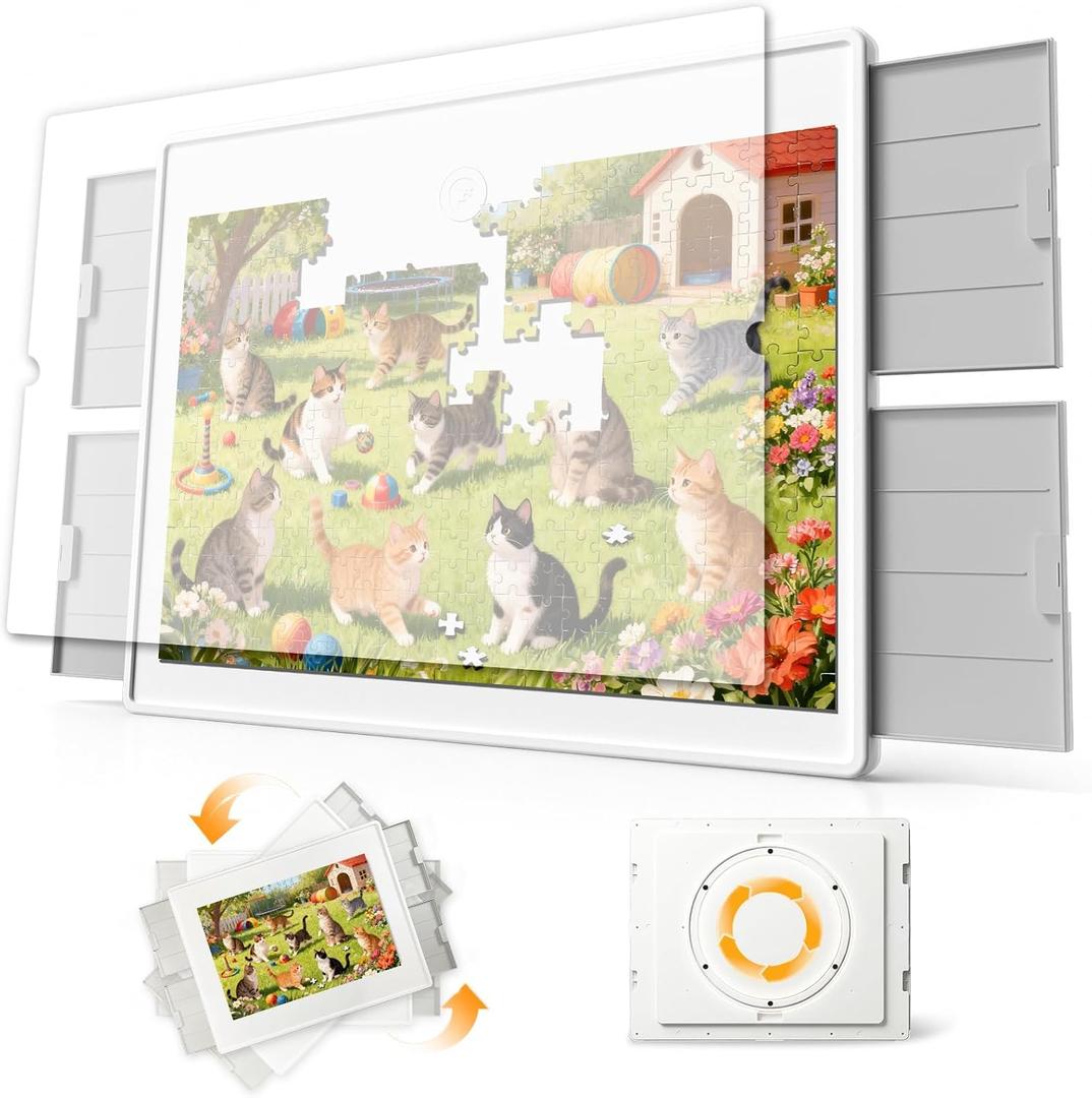 PITAPITA Rotating Jigsaw Puzzle Board for 1500 Pieces with 4 Drawers, Medium 1500