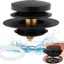 Artiwell Universal Tip Toe Bath Drain Stopper and Cover, Bathtub Drain Stopper, Replaces Lift and Turn, Tip-Toe and Trip Lever drains for Tub, EZ Installation and Clearing (MATT Black)