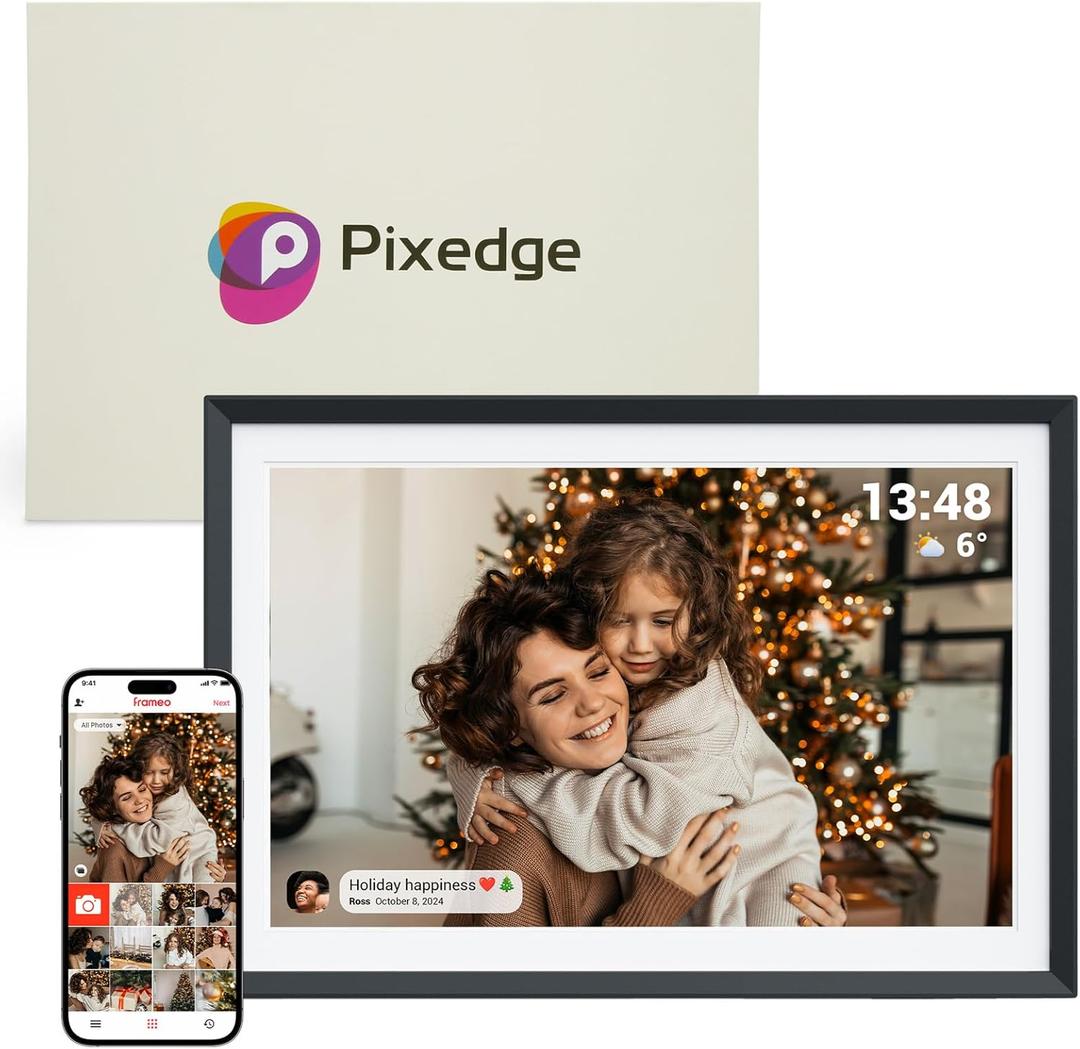 Frameo 10.1 in Smart WiFi Digital Photo Frame Electronic Picture Frame Slideshow Send Photos,32GB Ultra-Large Storage High Definition Display IPS Touch Screen Picture Frame (Matte black)