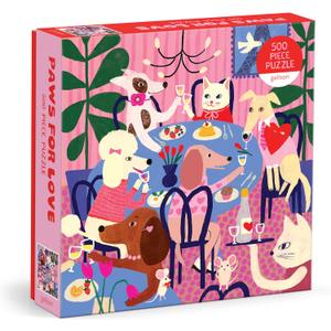 Galison Paws for Love  500 Piece Jigsaw Puzzle Featuring Adorable Artwork of Dogs Celebrating Galentine's and Valentine's Day
