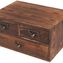 MyGift Wooden Desk Organizer with Drawers, Dark Brown Wood Desktop Storage Cabinet with 3 Drawers for Office Supplies, Sewing Kits and Accessories