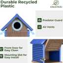 Kingsyard Recycled Plastic Bird House for Outdoors - Weatherproof Nesting Box with Clear View Panel & Predator Guard for Bluebird Wren Swallow Finch, Blue